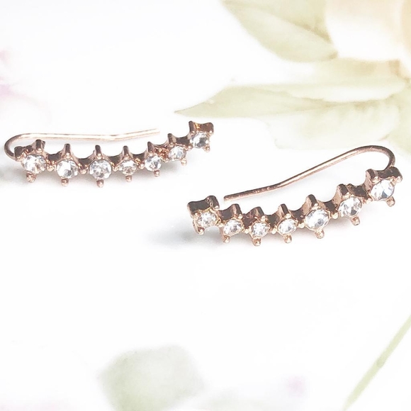 Alquimia Jewelry - ROSE GOLD PAVE CRAWLER STUDS